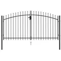 vidaXL Zauntor Doppelflügel mit Speerspitzen Stahl 3 x 1,5 m Schwarz