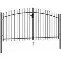Zauntor Doppelflügel Mit Speerspitzen Stahl 3 X 1,5 M Schwarz - Vidaxl