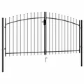 vidaXL Zauntor Woerden Doppelflügel mit Speerspitzen Gartentor Gartentür Gartenpforte Zauntür Hoftür Tor Hoftor Pforte Doppeltor Stahl 299,5x199,5 cm Schwarz