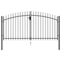 Zauntor Doppelflügel mit Speerspitzen Stahl 3 x 1,5 m Schwarz