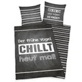 Herding Sprüche Bettwäsche 80 x 80 / 135 x 200 cm Baumwolle Schwarz