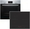 BOSCH Backofen-Set Teleskopauszug 3D-Heißluft + PKM Flex-Induktionskochfeld autark 60cm, Energieeffizienzklasse A