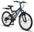 Chillaxx Bike Falcon Premium Mountainbike in 24 und 26 Zoll - Fahrrad für Jungen, Mädchen, Damen und Herren - Scheibenbremse- 21 Gang-Schaltung - Vollfederung