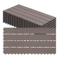 WOLTU WPC Fliese, Terrassenfliesen Holz-Optik, Bodenbelag mit Klicksystem, 30 x 60 cm, Braun (6 Stück / 1 m²)