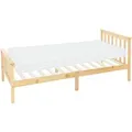 ML-Design Holzbett mit Lattenrost 90x200 cm Natur mit Matratze H10cm