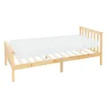 ML-Design Holzbett Kinderbett 90x200 cm Natur mit Matratze, Kiefernholz, Bettgestell mit Lattenrost & Füße, Einzelbett mit Kopf- und Fußteil