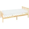 ML-Design Holzbett Kinderbett 90x200 cm Natur mit Matratze, Kiefernholz, Bettgestell mit Lattenrost & Füße, Einzelbett mit Kopf- und Fußteil - Naturbelassen