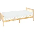 Holzbett 90x200 Cm Natur Mit Matratze H:10cm, Kiefernholz, Massivholz Bettgestell Mit Lattenrost & Füße, Einzelbett Mit Kopf- Und Fußteil, Bett Für Kinder & Erwachsene, Kinderbett Jugendbett - Ml-design