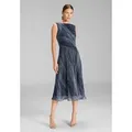 SWING Cocktailkleid - Plissiertes Kleid mit Metallicfäden Taillierter Schnitt mit ausgestelltem Rockteil grün 44