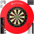 KESSER Dartscheibe Sisal mit 9 Dartpfeile Professional Dartboard + 21 Pro Flights + Zubehör Steeldart Offizielles Dartscheibe 9 Pfeilen Metallspitze Profi Steeldartscheibe - Dartboard inkl. Montageset