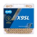 Fahrrad Kette, KMC Fahrradkette, X9SL Ti-N Gold, 1/2" x 11/128", 114 Glieder, 9-fach, kompatibel mit Shimano / Sram / Campagnolo, Stahl, gold