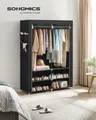 SONGMICS Stoffschrank, Kleiderschrank, 2 Hängefächer, mit Ablagen, 4 Seitentaschen, schwarz