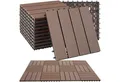 tectake Terrassendielen Terrassenfliesen 11er Set im Klicksystem, 31 x 31 x 2,2 cm, 1,0571 m², BxL: je 31,00x31,00 cm, (Terrassenplatten Außenbereich Tegulas, 11-St., in braun), robustes WPC in Holzoptik, mit Drainage, wetterfest