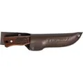 Bushcraft Messer 10,5cm Griff aus Walnussholz, mit Ledertasche
