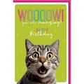 Verlag Dominique Grußkarten Geburtstag - Karte mit Umschlag - Katze mit WOW!