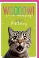 Geburtstag - Karte mit Umschlag - Katze mit WOW!