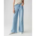 OPUS Palazzohose MIVA PALAZZO PARIS Mid Rise aus Spanish Cotton Mix blau 38 L32