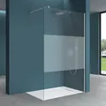 Mai & Mai 80x200cm 8mm Teilsatiniert Walk-In Duschwand Duschabtrennung Stabilisator 80-120cm ESG-Sicherheitsglas mit Nanobeschichtung BRAM3 Bremen1MS