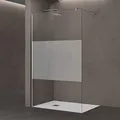 doporro Luxus Duschwand für Dusche Duschabtrennung 80x200cm Walk-In Dusche 8mm ESG-Sicherheitsglas Milchglas-Streifen inkl. Nanobeschichtung Bremen01MS