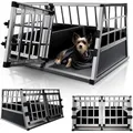 Alu Hundetransportbox – Auto Hundebox Robust & Pflegeleicht, Gittertür Verschließbar, Aluminium Transportbox Für Hunde - Größe L-x - 65×91×69 Cm - Juskys