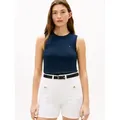 Tommy Hilfiger Funktionstop SLIM CODY C-NK TANK TOP mit gerippter Textur, Rundhals blau M (40)