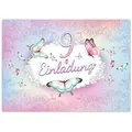 LIMONIA Einladungskarten Schmetterling Einladungen zum Kindergeburtstag Blumen Mädchen, Einladungskarten zum 9. Geburtstag