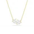 Swarovski Mesmera Halskette, Vergoldete Damenhalskette mit Kleinen Zwillingsherzen Zirkonia, Länge: 38-45 cm