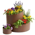Spetebo Edelrost Eisen Kräuterspirale 3 Ebenen - 58 x 43 cm - Metall Kräuterschnecke Natur Rost 5 Kammern zum Bepflanzen - Garten Deko Kräuterbeet Blumenschnecke Pflanzentreppe Blumentopf Pflanztopf
