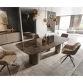 DELIFE Esstisch Edge Boot 240x120 Keramik Laminam® Emperador Extra Lucidato Dunkelbraun Troa Metall Effektfinish Titan, Esstische