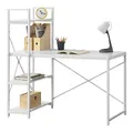 [en.casa] Schreibtisch Stavanger mit Regal Bürotisch 120 x 60 x 122 cm Computertisch mit Metallgestell Arbeitstisch mit Ablagefläche PC Tisch Weiß