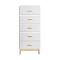 Rebecca Mobili Kommode für Kinderzimmer, Kommode für Kinder, Weiß Braun, Kiefern MDF, mit 5 Schubladen, mit Anti-Kipp-System - Maße HxBxT: 115 x 50 x 40 cm - Art. RE6980