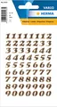 HERMA 4193 Zahlen Aufkleber gold 0-9, 64 Stück, Schriftgröße 8 mm, selbstklebend, klein, Nummer Ziffer Klebezahlen Sticker Hausnummern aus Glitzer-Folie zum Aufkleben