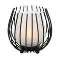 Boltze Windlicht Laval 1 Stück Höhe 12 cm Schwarz Eisen Milchglas Dekolicht Kerze
