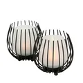 Boltze Windlicht Laval (2-tlg, schwarz, Glas, Eisen, 12cm Höhe, modernes Design)