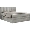 MKS Boxspringbett, Hellgrau, Textil, 2-Sitzer, H3, Rechteckig, 200x200 cm, Schlafzimmer, Betten, Boxspringbetten