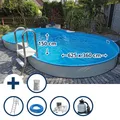 Stahlwandpool Set (9-teil) halbhoch achtform Cannes 625x360x150cm, Stahl 0,8mm