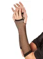 Metamorph Kostüm Fingerlose Netzhandschuhe schwarz, Dehnbares Basic-Accessoire für 80er und 90er Jahre Partys