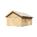 KARIBU Blockgarage "Blockbohlengarage", Außenmaß BxT: 387 x 537 cm, natur - braun