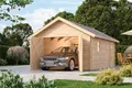 Blockbohlengarage Satteldach Holzgarage Überdachung Unterstand 38mm mit Tor naturbelassen 387x537x309 cm
