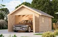 Blockbohlengarage Holzgarage Fertiggarage 38mm Satteldach Karibu 387x537 cm