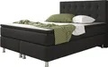 Inter Handels Boxspringbett Köln 140x200 | Boxspringbett mit Webstoff Schwarz