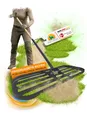 Rasenrakel mit runden Ecken von WISEandGREEN | 80x30cm | Kein Verkanten – Schonende perfekte Rasenpflege aus hochwertigem rostfreien Edelstahl Nivellierrechen, Premium Gartengerät mit Stiel