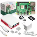 Raspberry Pi 4 Starterkit (1GB / 2 GB / 4 GB / 8 GB RAM) Komplett-Set von BerryBase, MicroSD-Karte mit Raspberry Pi OS, offizielles Gehäuse, 15W USB-C Netzteil, Micro-HDMI-Kabel, Kühlkörperset