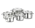 KOPF Topfset Induktion Stilo 10-teilig | Backofen & Spülmaschinen geeignet | Kochtopf-Set für alle Herdarten | 5 Töpfe mit Deckel | Literskala | Edelstahl