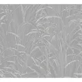 Vliestapete Gräser Glänzend Leicht Strukturiert Metallic Grau FSC