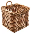 Kobolo Rattankorb Aufbewahrungskorb Gr. M – Eckiger Rattan-Korb mit Henkeln, 45x45x47 cm, stabil & vielseitig, für Zuhause, Bad & Wohnzimmer