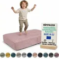 Pillows24 – Hüpfpolster für Kinder | Hüpfkissen 70x110x17 cm | Federn & Schaumstoff | Kindertrampolin für Zuhause | Hüpfmatte | abnehmbarem ... - Rosa