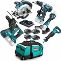 Makita Set 18V DHR281 PT4J Akku-Bohrhammer Doppelladegerät DC18RD DHP458 DJR186
