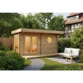 Finntherm Gartensauna Enns-70 Naturbelassen 508 cm x 354 cm Wandstärke 70 mm