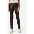 RICANO Lederhose Donna Lederhose mit Biker-Elementen als Low Waist braun L